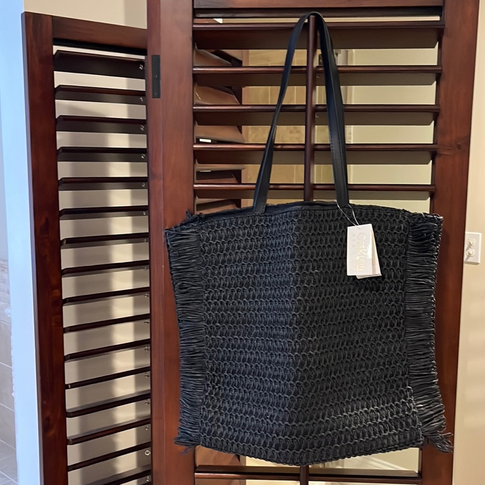 Black Straw tote bag